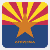 アリゾナ州旗とアリゾナ州USAシール/スポーツファン スクエアシール (正面)