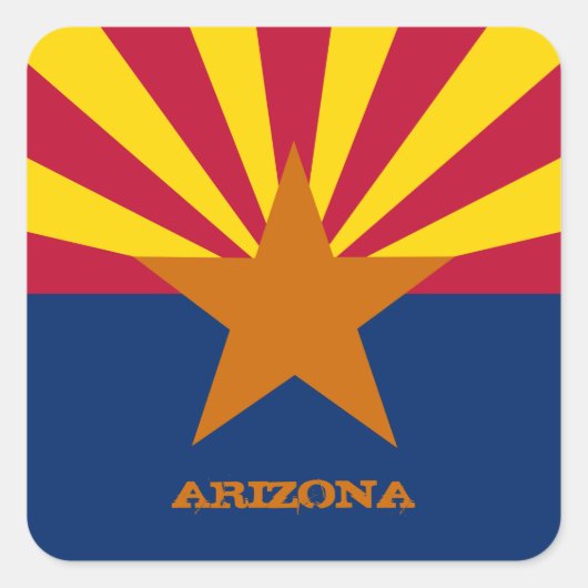 アリゾナ州旗とアリゾナ州USAシール/スポーツファン スクエアシール (正面)