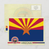 アリゾナ州旗と印章 ポストカード (正面/裏面)