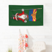 アリゾナ州旗を持つ愛国的なサンタクロース 横断幕 (インサイチュ)