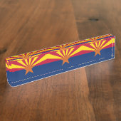 アリゾナ州旗を持つ愛国的な卓上の銘板 デスクネームプレート (側面)