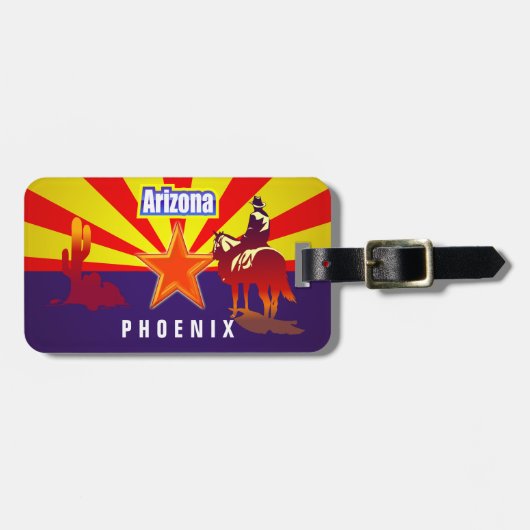 アリゾナ州旗イラストレーション ラゲッジタグ (正面横)