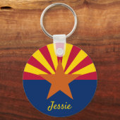 アリゾナ州旗カスタマイズ名キーチェーンバッグラベル キーホルダー (正面)