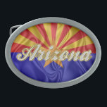 アリゾナ州旗ベルトバックル 卵形バックル<br><div class="desc">取り外し可能な文字と折り目を持つアリゾナシンプルフラグ素晴らし。</div>