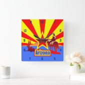 アリゾナ州旗ヴィンテージイラストレーション スクエア壁時計 (ホーム)