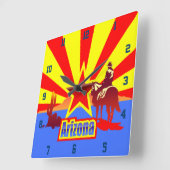 アリゾナ州旗ヴィンテージイラストレーション スクエア壁時計 (傾斜)