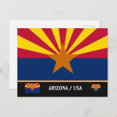 アリゾナ州旗 & アリゾナ州 アメリカ / アメリカ旅行 ポストカード (正面/裏面)
