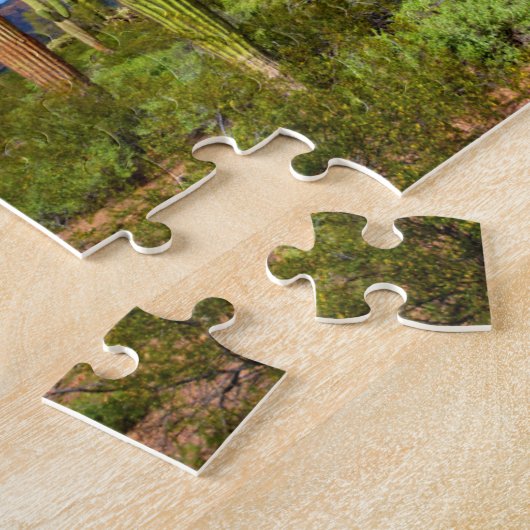 アリゾナ州砂漠のサボテンの風景 ジグソーパズル (側面)