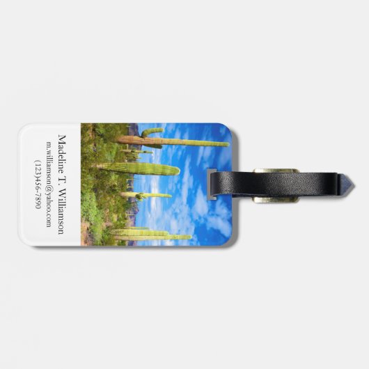 アリゾナ州砂漠のサボテンの風景 ラゲッジタグ (裏面横)