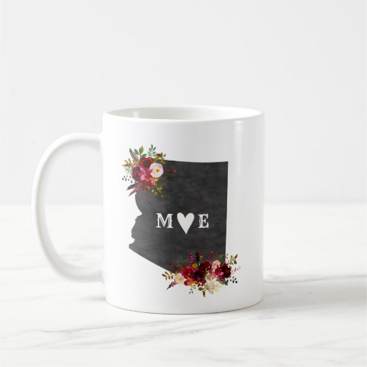 アリゾナ州素朴カントリーウェディングモノグラム コーヒーマグカップ (左)