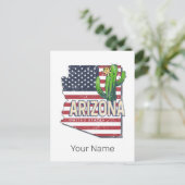 アリゾナ州統一された州レトロマップヴィンテージUSA シーズンポストカード (スタンド正面)