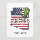 アリゾナ州統一された州レトロマップヴィンテージUSA シーズンポストカード (正面)