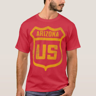 アリゾナ州 - アメリカ国道 - くたびれたような荒天の道路標識 Tシャツ