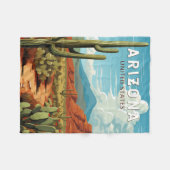 アリゾナ州 旅行 アート ヴィンテージ フリースブランケット (正面(横))