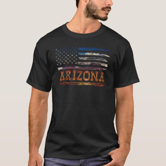 アリゾナ州 米国旗 グランドキャニオン州 アウトドア アクト Tシャツ (正面)