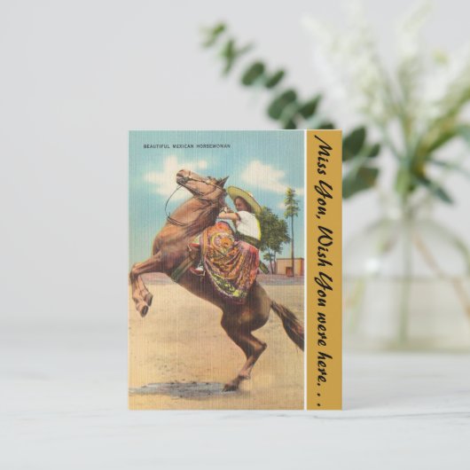 アリゾナ州,美しいメキシコの馬人女性 ポストカード (スタンド正面)