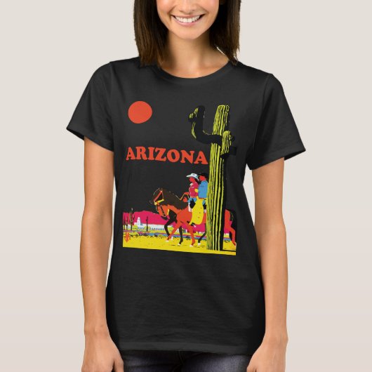 アリゾナ砂漠のサグアロ sunset 旅行 tシャツ (正面)