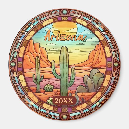アリゾナ砂漠のサボテン マグネット (正面)