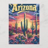 アリゾナ砂漠の夕日 ポストカード (正面)