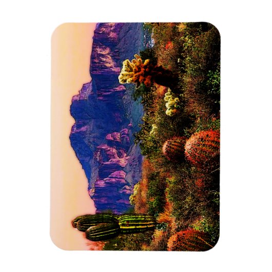 アリゾナ砂漠の景色の迷信の山 マグネット (縦)