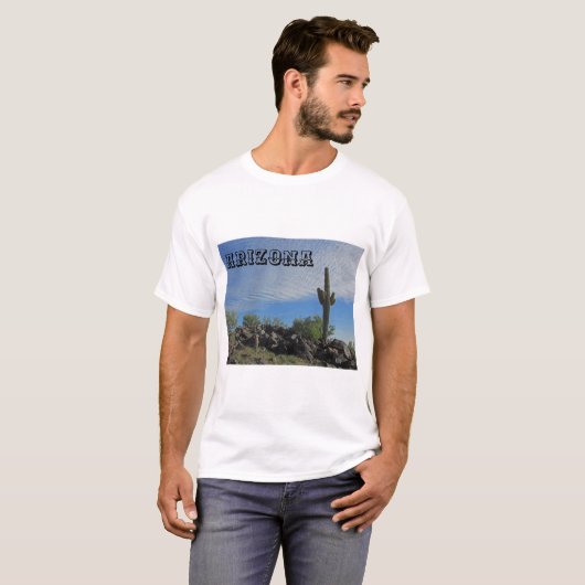 アリゾナ砂漠の風景Saguaro Cactusの写真 Tシャツ (正面フル)