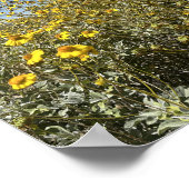 アリゾナ砂漠の黄色の花の風景 ポスター (角)