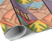 アリゾナ砂漠カラフルフォークアートラッピング紙 ラッピングペーパー (ロールコーナー)