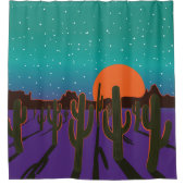 アリゾナ砂漠サグアーロサボスの夜 シャワーカーテン (正面)