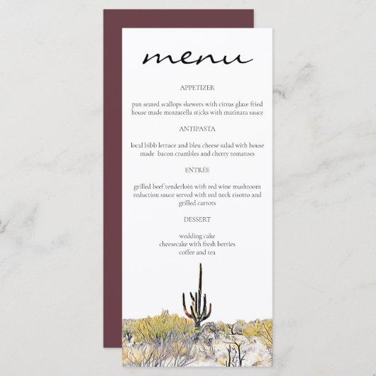 アリゾナ砂漠サグアーロサボスメニューカード メニュー (正面/裏面)