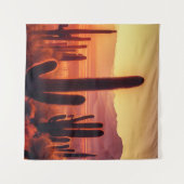 アリゾナ砂漠サボテンの夕日 タペストリー (正面(横))