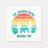 アリゾナ砂漠サボテンパーソナライズされたサンセット スタンダードカクテルナプキン (正面)