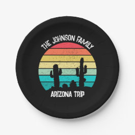 アリゾナ砂漠サボテンパーソナライズされたサンセット ペーパープレート