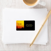 アリゾナ砂漠サンセットイエローレッドオレンジサボテン ラベル (インサイチュ)