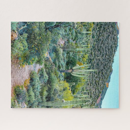 アリゾナ砂漠ハイキングトレイルサグアロサボテンの森 ジグソーパズル (横)