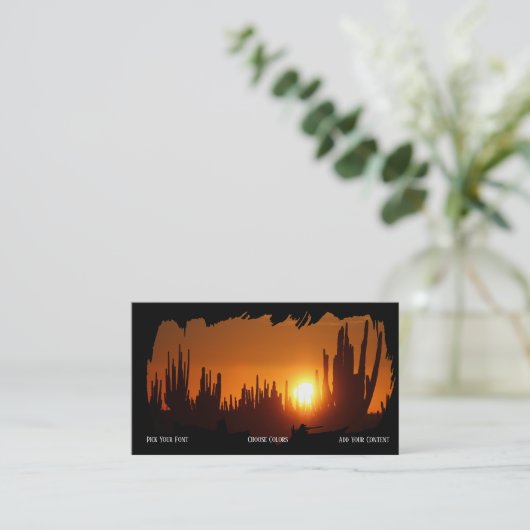 アリゾナ砂漠南西部サンセットビジネスカード 名刺 (スタンド正面)