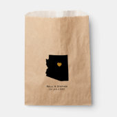 アリゾナ結婚式の引き出物トリートサックス、紙抱き枕 フェイバーバッグ (正面)