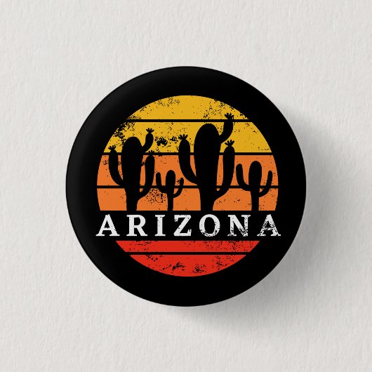 アリゾナ観光客-ヴィンテージレトロサボテン 缶バッジ (正面)