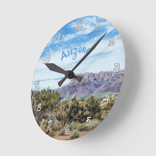 アリゾナ迷信マウンテン絵画ランドスケープ ラウンド壁時計 (傾斜)