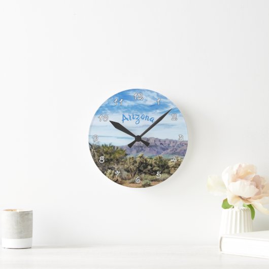 アリゾナ迷信マウンテン絵画ランドスケープ ラウンド壁時計 (ホーム)