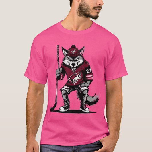 アリゾナ・コヨーテズのホッケージャージを着たコヨーテ オーバーサイズ Tシャツ (正面)