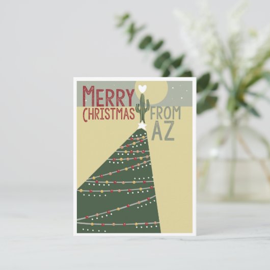 アリゾナ・サボテンの木の灯りからのメリークリスマス シーズンカード (スタンド正面)