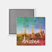 アリゾナ・サボテン砂漠の写真 マグネット (正面/裏面)