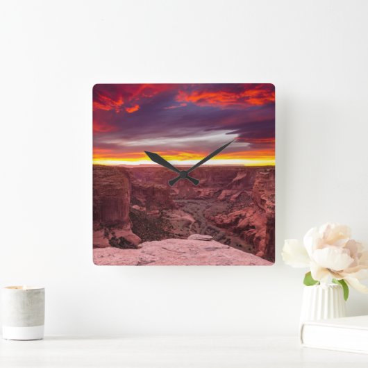アリゾナ,サンセット,キャニオンデチェリー スクエア壁時計 (ホーム)