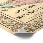 アリゾナ、ニューメキシコの地図：ミッチェル ポスター (角)