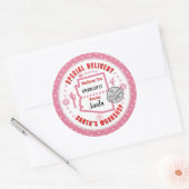 アリゾナ・ピンクの子供向け特別配達サンタ ラウンドシール (封筒)