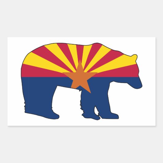 アリゾナ フラッグ ベア 長方形シール (正面)