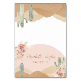 アリゾナ ボヘミアンの折りたたみ式プレースカード 砂漠のサボテン テーブルナンバー