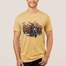 アリゾナ ルート66 トナカイ バイカー クリスマス トライブレンドTシャツ