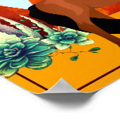 アリゾナ～山、サボテン、馬砂漠 ポスター (角)