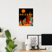 アリゾナ~山、砂漠、馬と満月 ポスター (ホームオフィス)